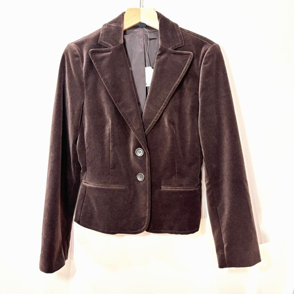 Vintage Express Brown Velvet Blazer Jacket Women 6 Dark Academia Gothic NWT